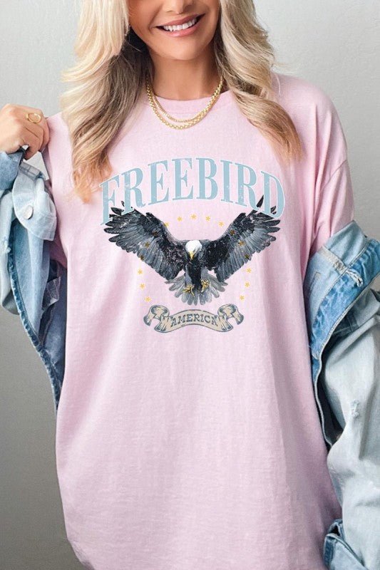 Freebird Eagle Graphic Heavy Cotton Tee - Bitsy Gypsy Boutique