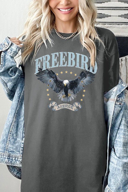 Freebird Eagle Graphic Heavy Cotton Tee - Bitsy Gypsy Boutique