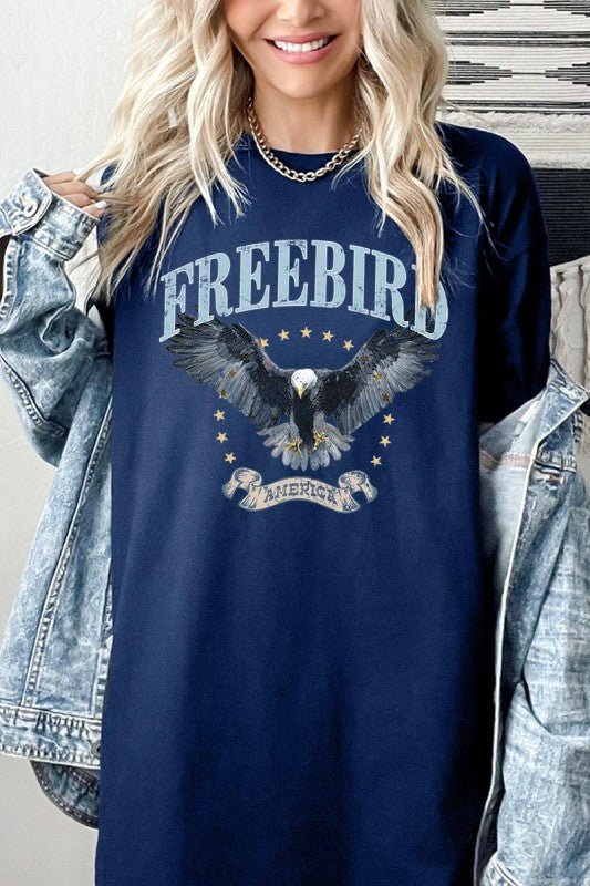 Freebird Eagle Graphic Heavy Cotton Tee - Bitsy Gypsy Boutique