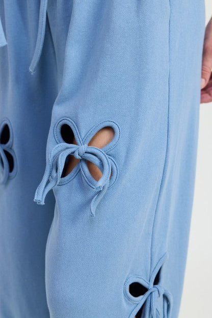 FRENCH TERRY PANTS WITH CUTOUT DETAIL - Bitsy Gypsy Boutique