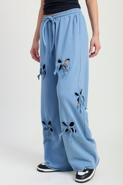 FRENCH TERRY PANTS WITH CUTOUT DETAIL - Bitsy Gypsy Boutique