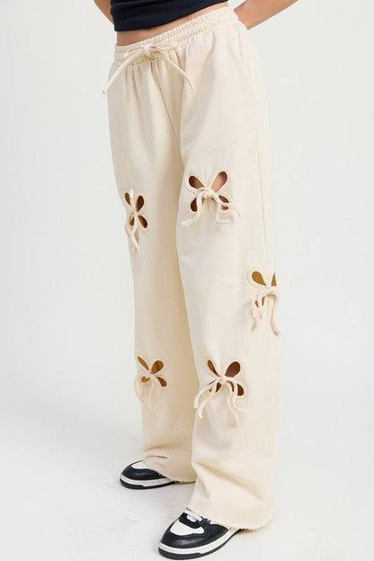 FRENCH TERRY PANTS WITH CUTOUT DETAIL - Bitsy Gypsy Boutique