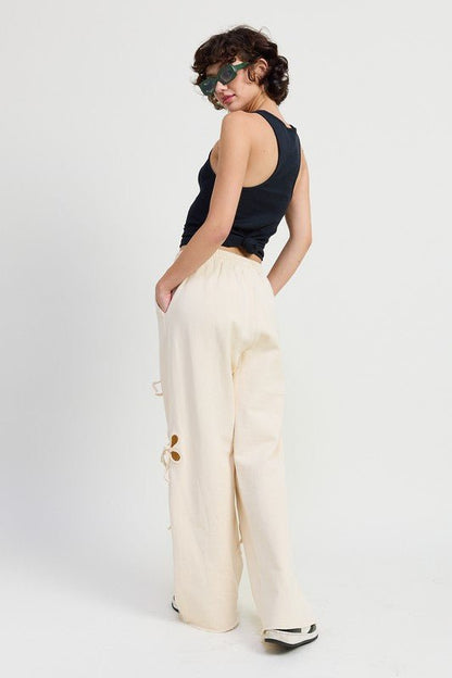 FRENCH TERRY PANTS WITH CUTOUT DETAIL - Bitsy Gypsy Boutique