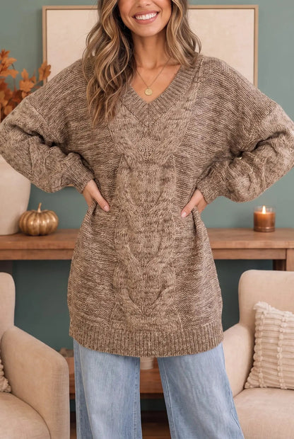 Friday Night Lights Cable Knit V-Neck Sweater by Kye Mi
