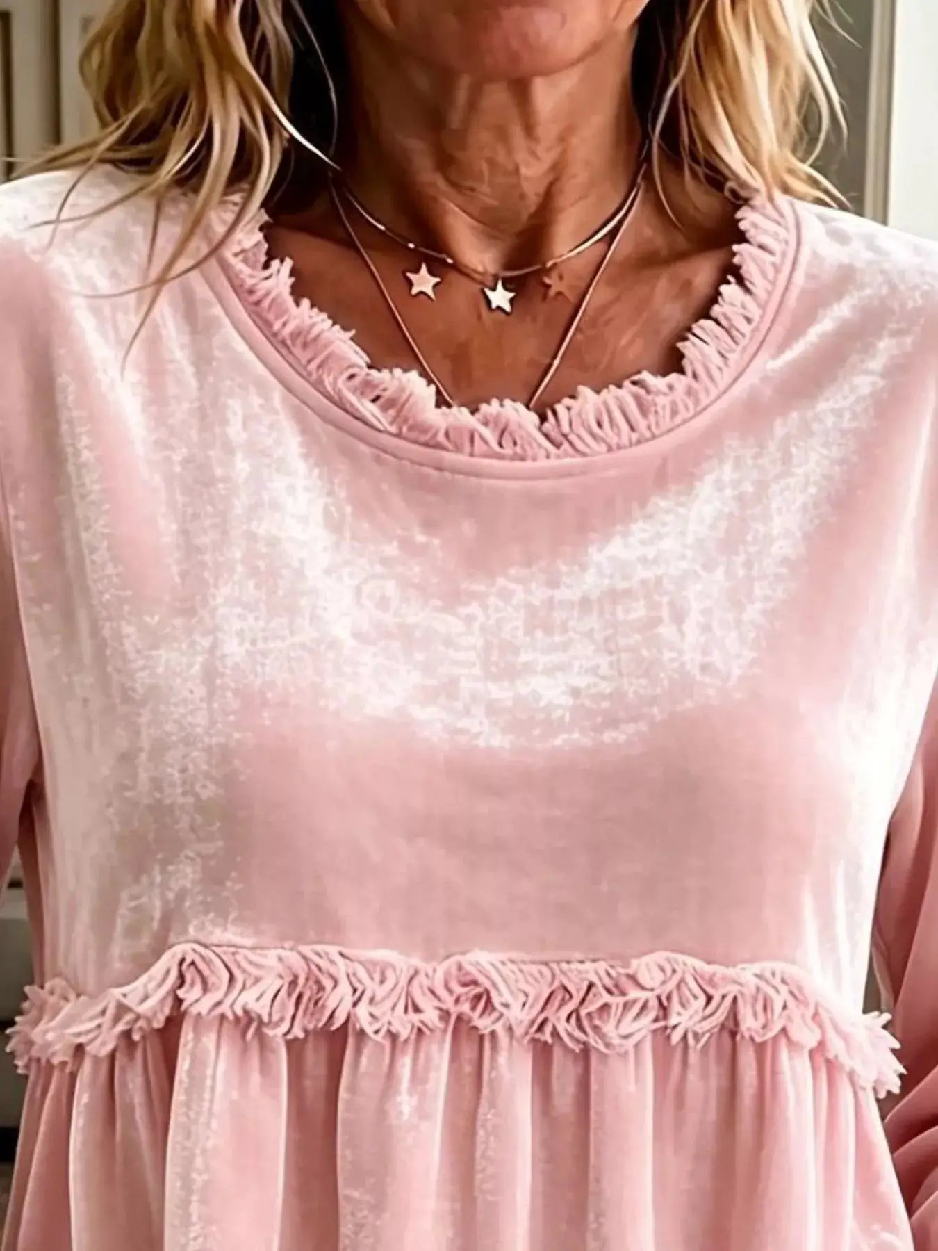 Fringed Hem Long Sleeve T-Shirt by Trendsi