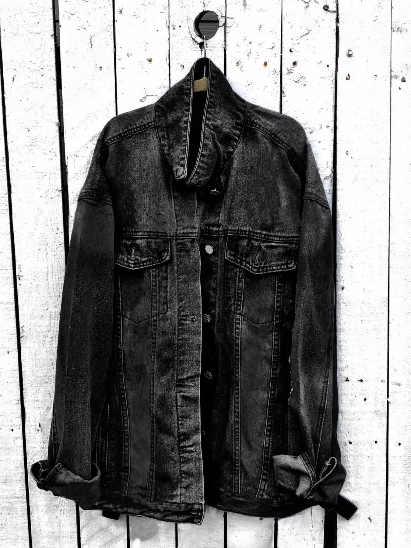 Full Size Angel Wings Graphic Back Denim Jacket Plus Size - Bitsy Gypsy Boutique