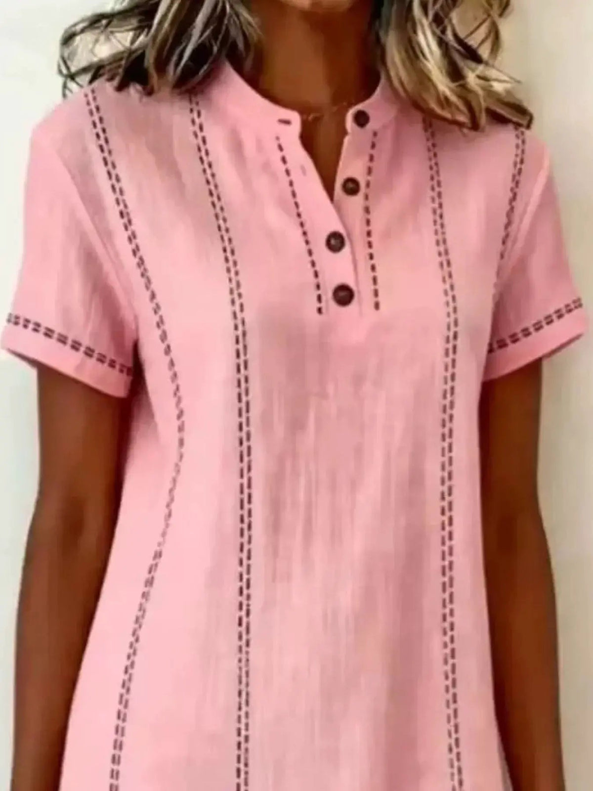 Full Size Button Detail Short Sleeve Shift Dress Plus Size - Bitsy Gypsy Boutique
