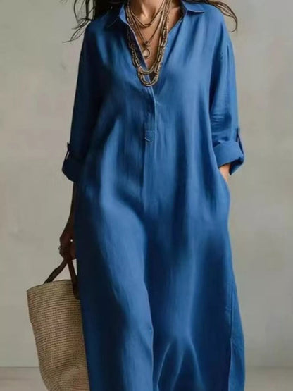 Full Size Casual Midi Shirt Dress Plus Size - Bitsy Gypsy Boutique
