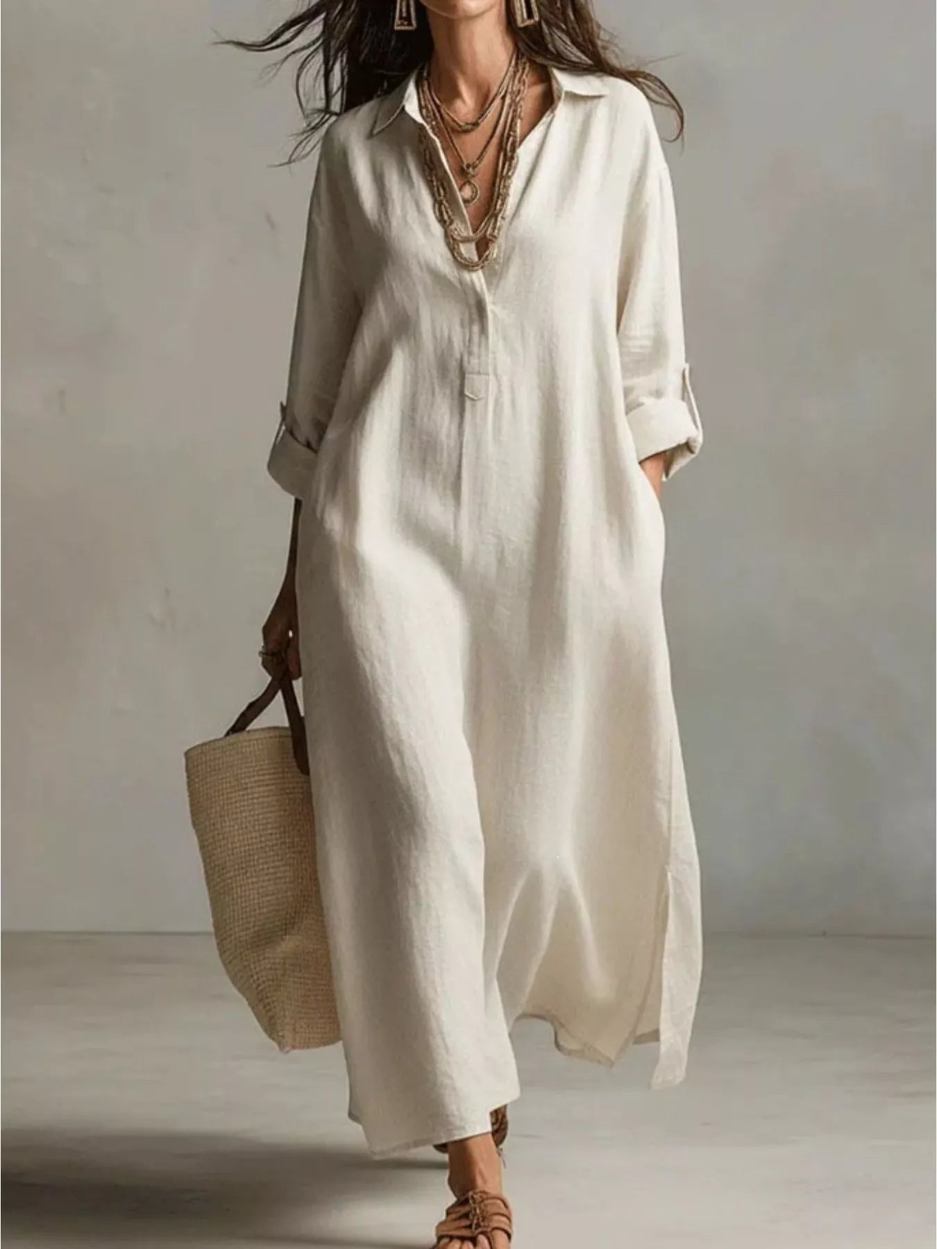 Full Size Casual Midi Shirt Dress Plus Size - Bitsy Gypsy Boutique