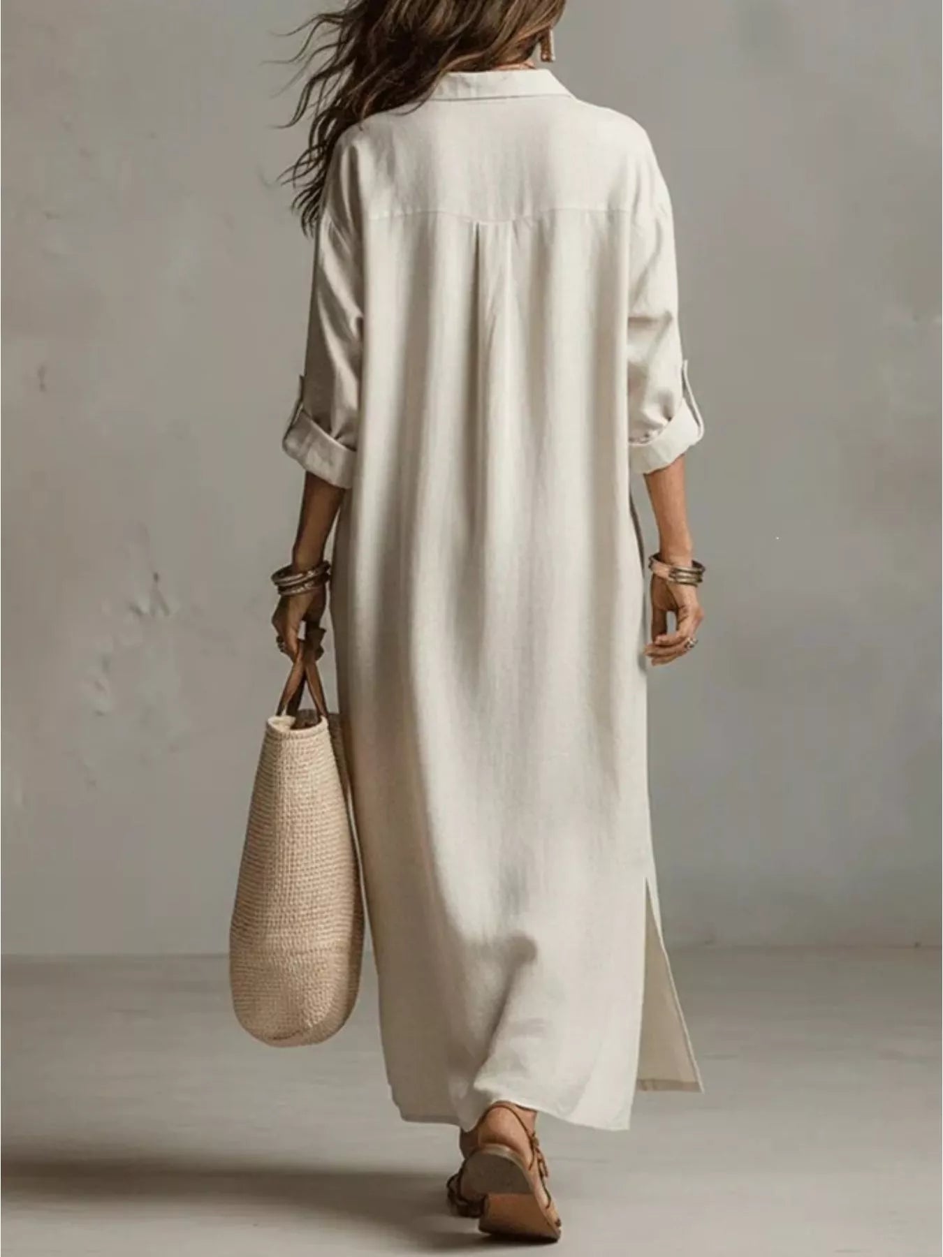 Full Size Casual Midi Shirt Dress Plus Size - Bitsy Gypsy Boutique