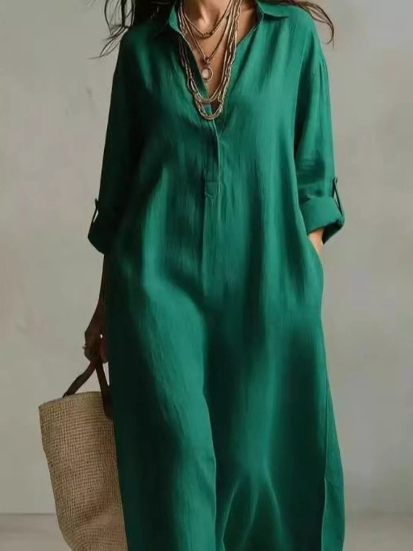 Full Size Casual Midi Shirt Dress Plus Size - Bitsy Gypsy Boutique