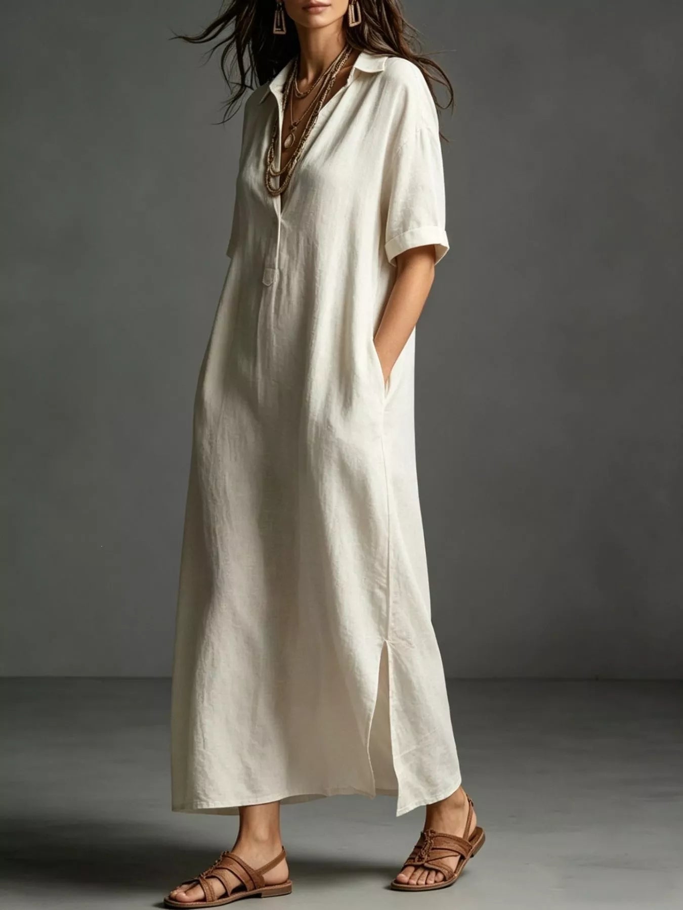 Full Size Casual Midi Shirt Dress Plus Size - Bitsy Gypsy Boutique
