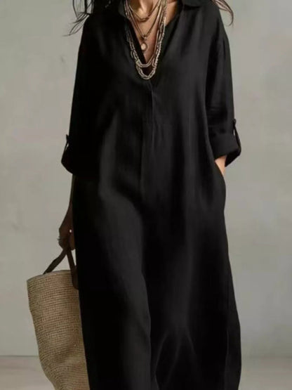 Full Size Casual Midi Shirt Dress Plus Size - Bitsy Gypsy Boutique