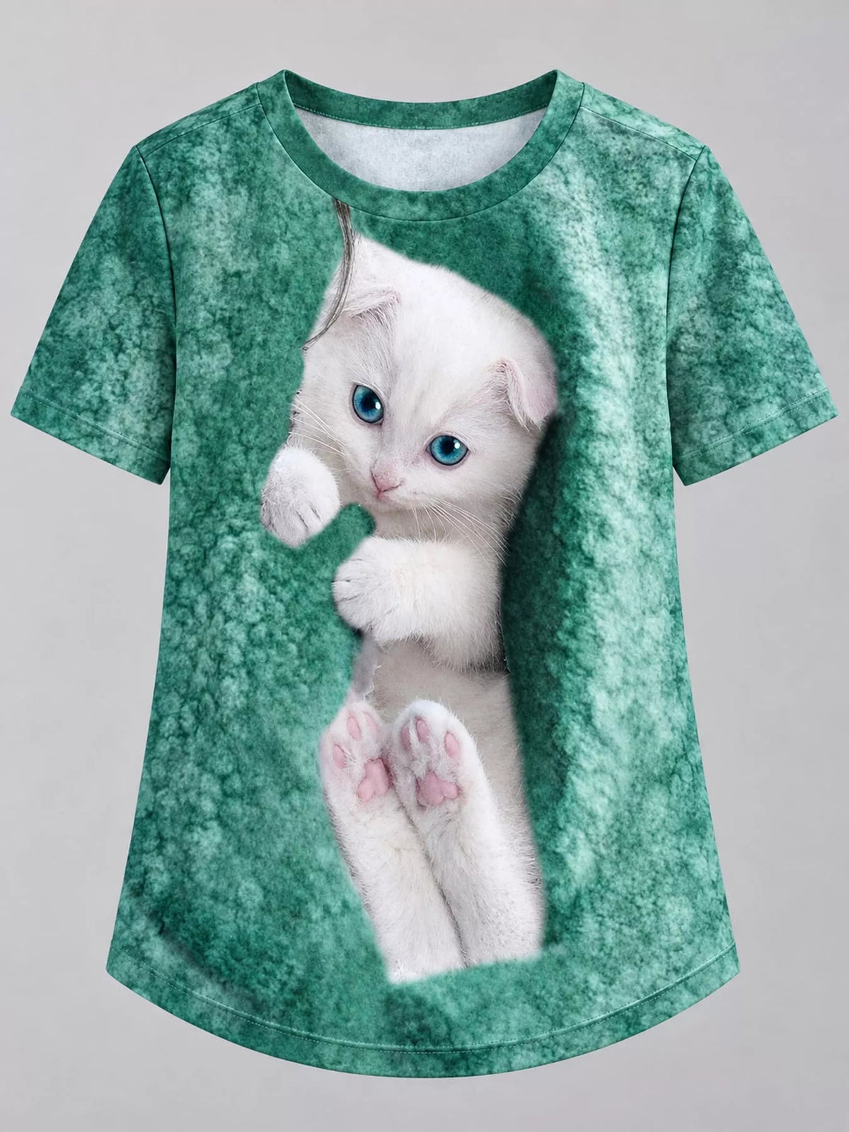 Full Size Cat Graphic Round Neck Top Plus Size - Bitsy Gypsy Boutique