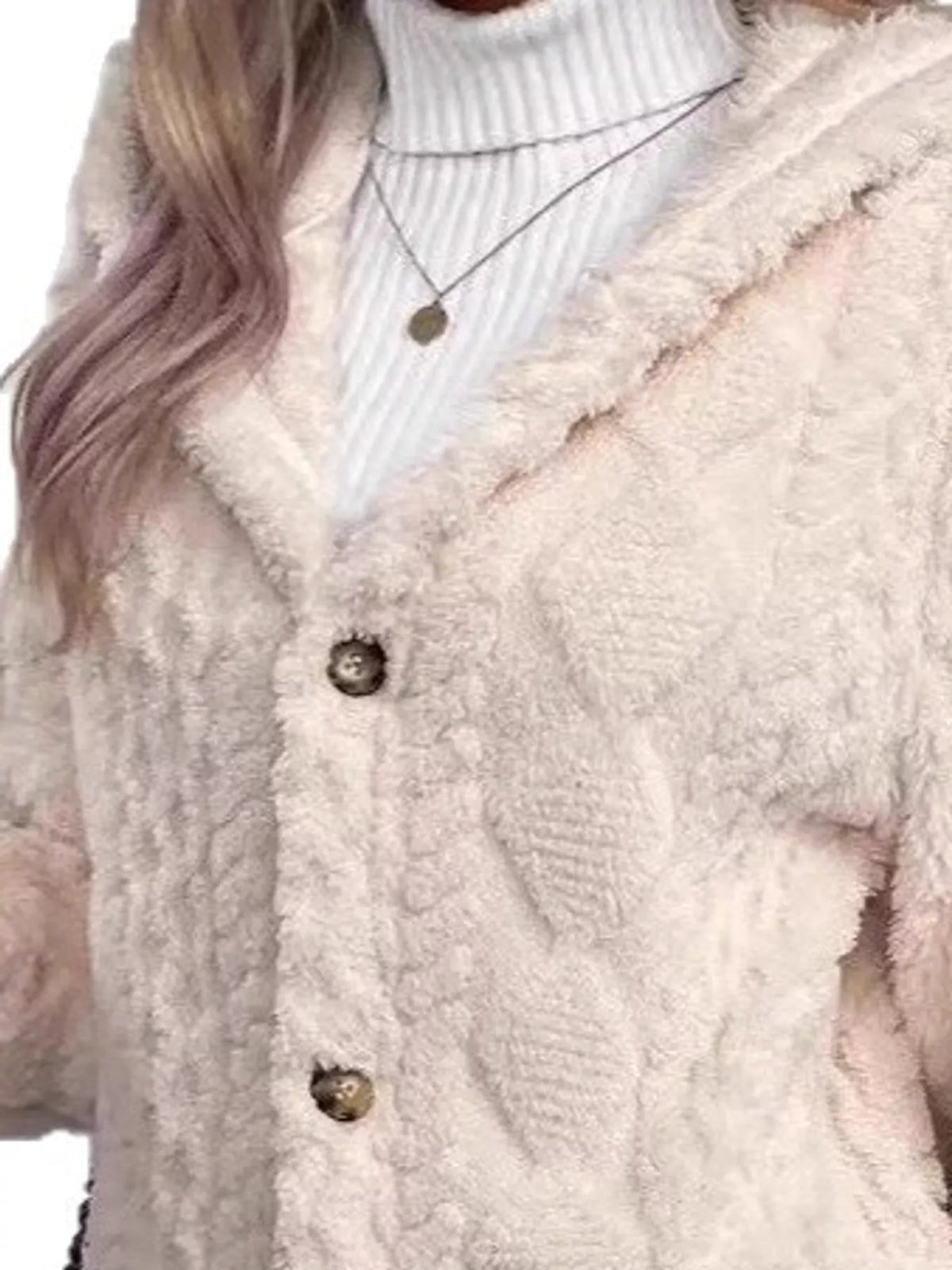 Full Size Cozy Cable-Knit Faux Fur Hooded Outerwear Plus Size - Bitsy Gypsy Boutique