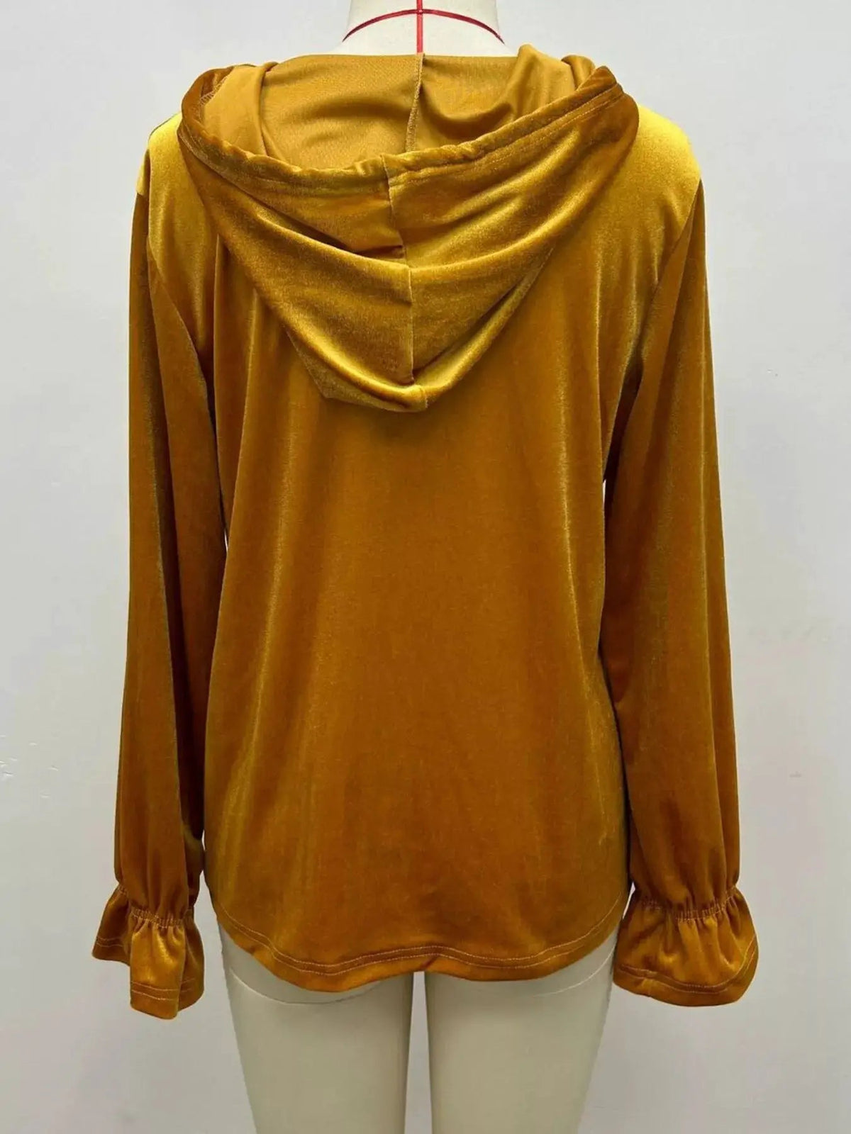 Full Size Decorative Buttons Velvet Hoodie Plus Size - Bitsy Gypsy Boutique