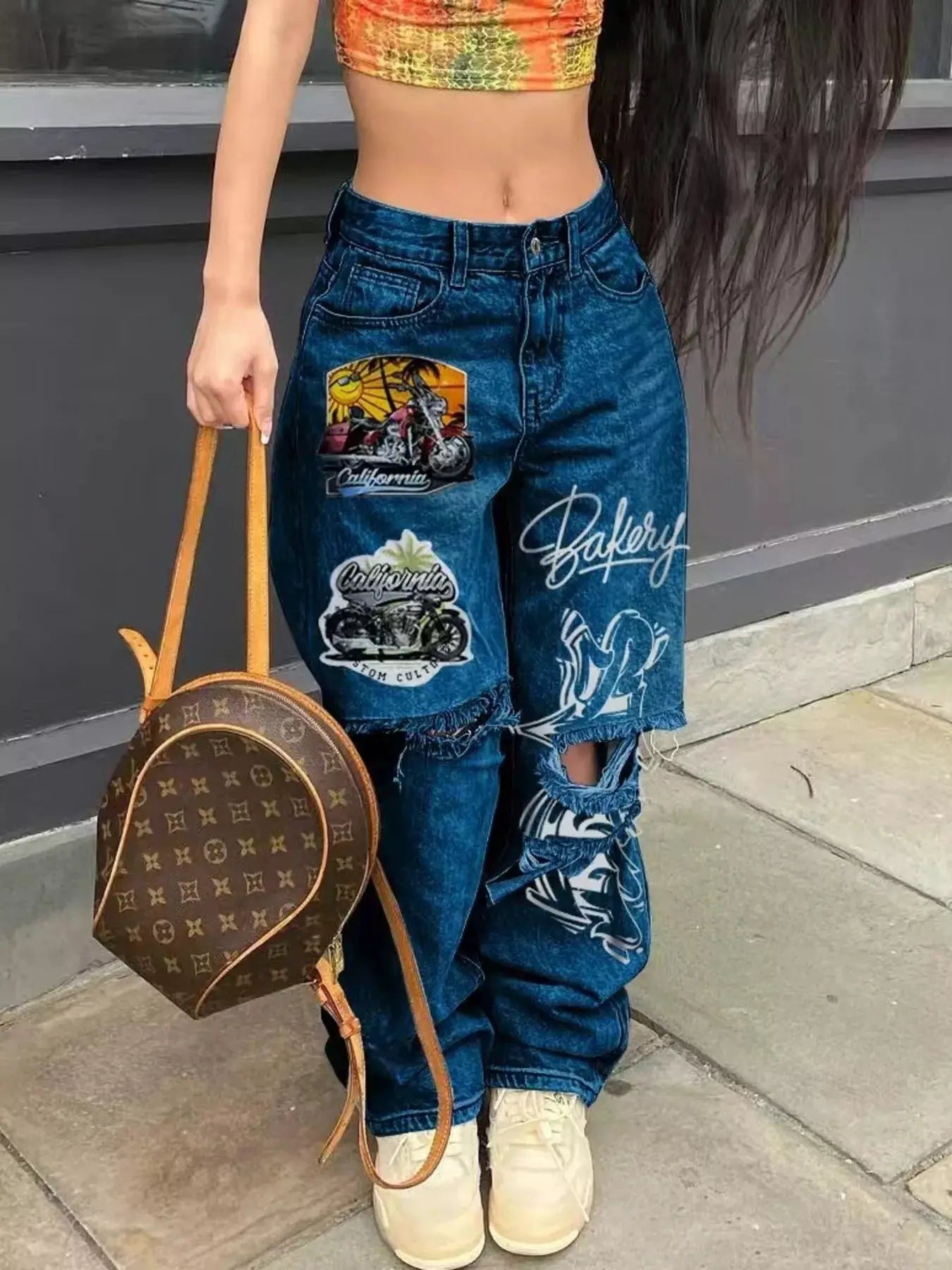 Full Size Distressed Wide-Leg Jeans Plus Size - Bitsy Gypsy Boutique