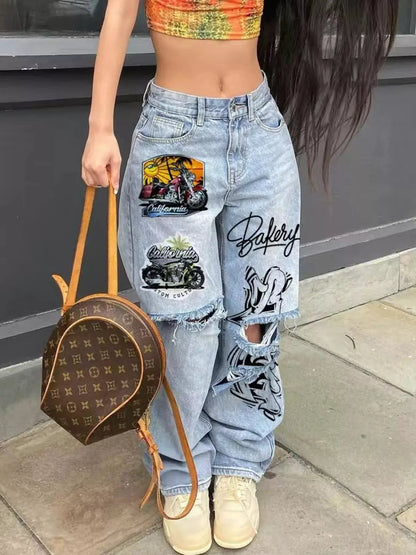 Full Size Distressed Wide-Leg Jeans Plus Size - Bitsy Gypsy Boutique
