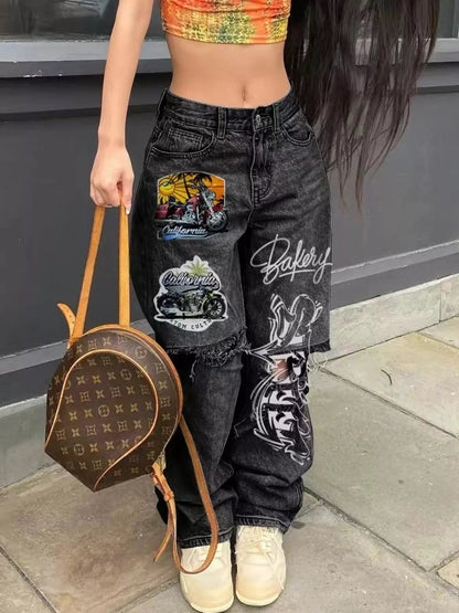 Full Size Distressed Wide-Leg Jeans Plus Size - Bitsy Gypsy Boutique