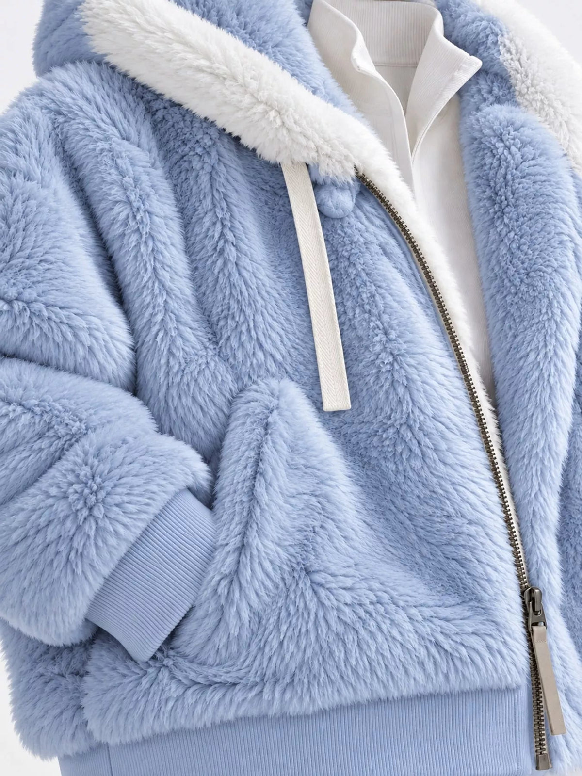 Full Size Faux Fur Zip Up Hooded Outerwear Plus Size - Bitsy Gypsy Boutique