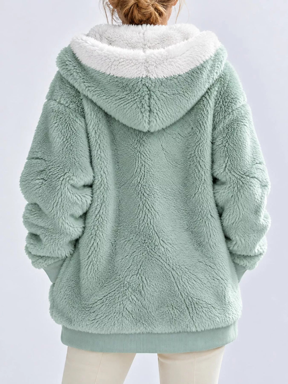 Full Size Faux Fur Zip Up Hooded Outerwear Plus Size - Bitsy Gypsy Boutique