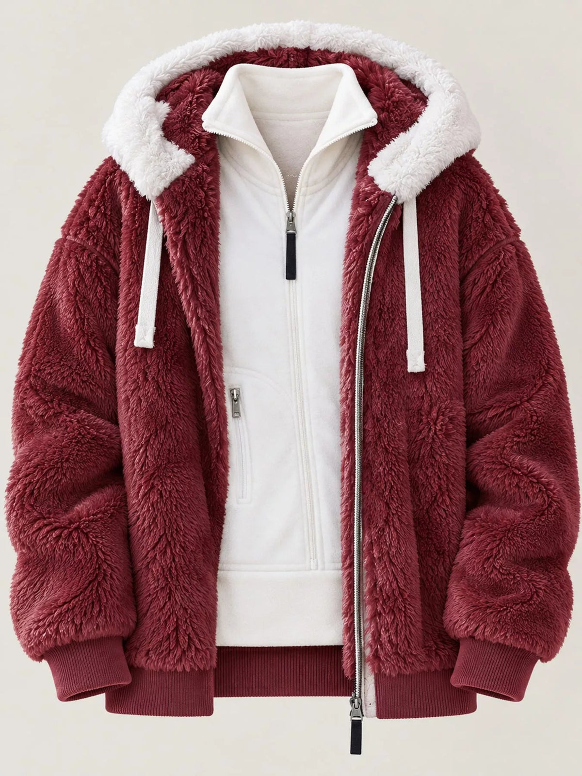 Full Size Faux Fur Zip Up Hooded Outerwear Plus Size - Bitsy Gypsy Boutique