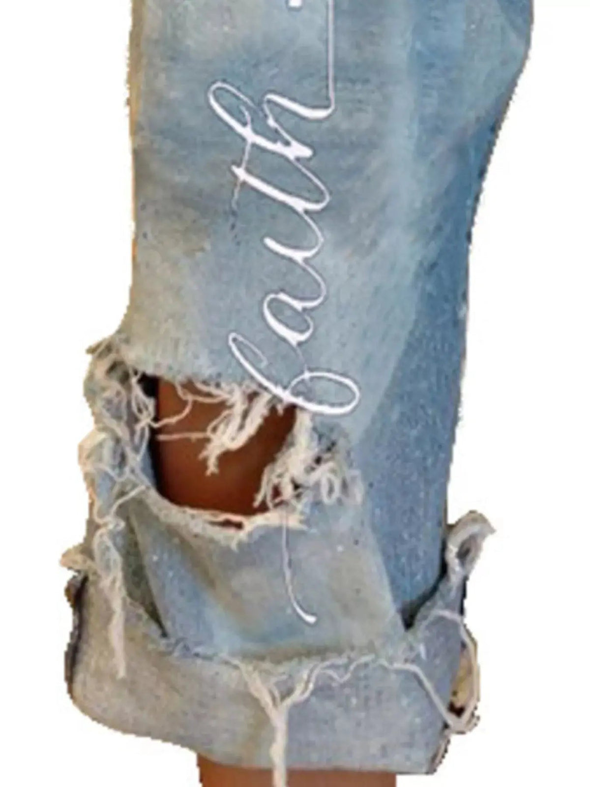 Full Size Floral Distressed Cropped Jeans Plus Size - Bitsy Gypsy Boutique