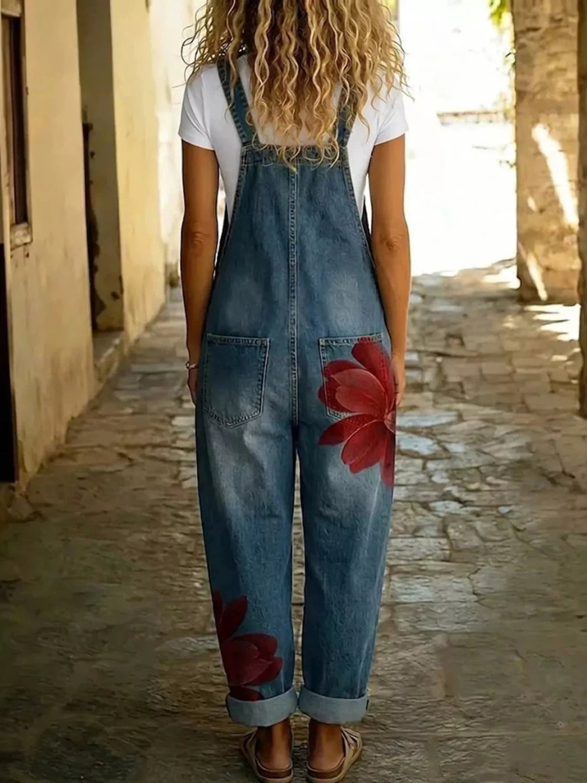 Full Size Floral Print Button Front Overalls Plus Size - Bitsy Gypsy Boutique