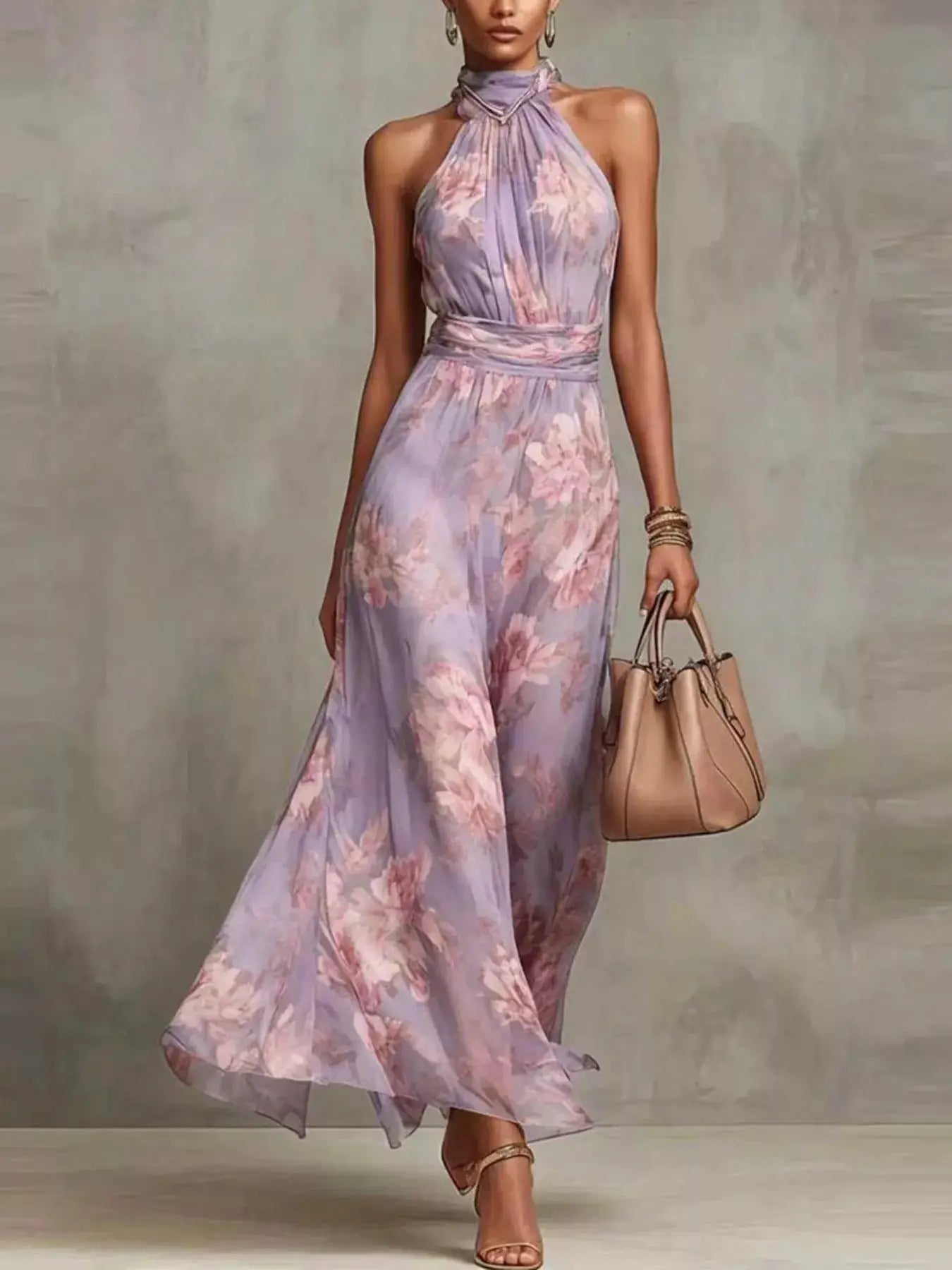 Floral Print Sleeveless Maxi Dress by Trendsi