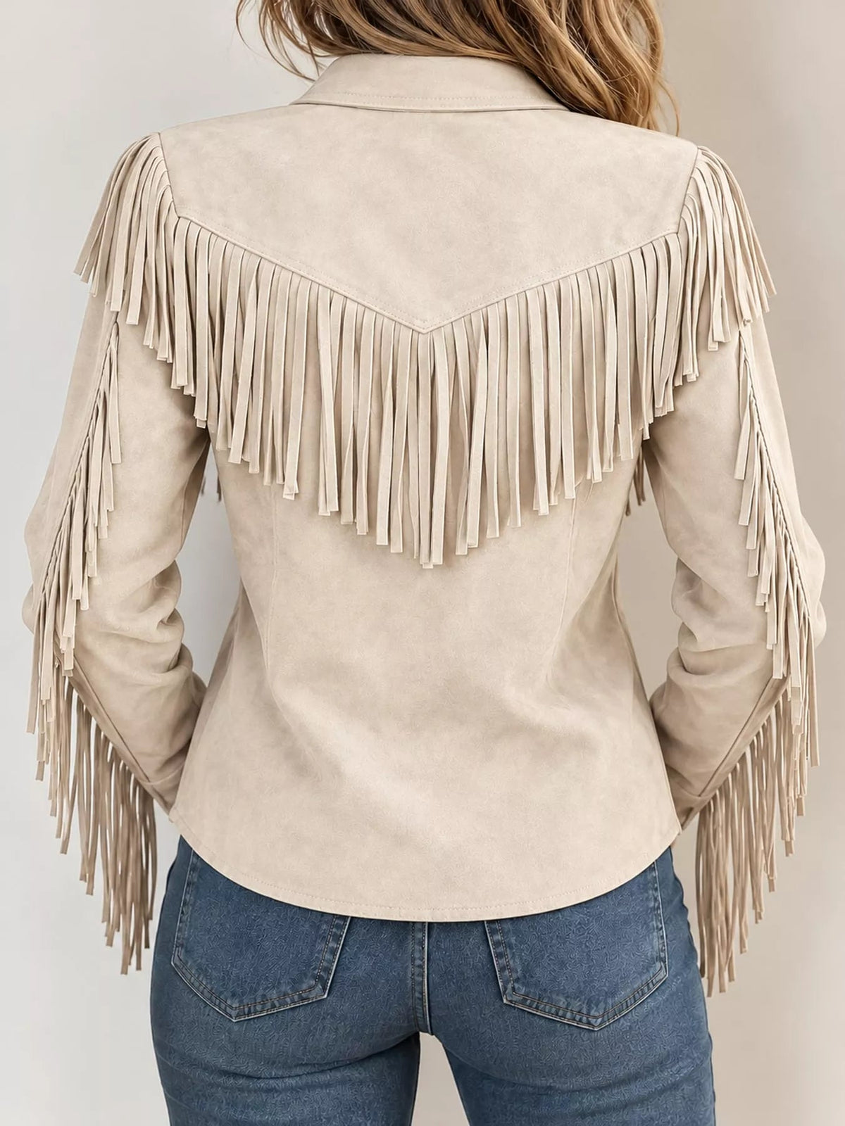 Full Size Fringed Button Up Shirt Plus Size - Bitsy Gypsy Boutique
