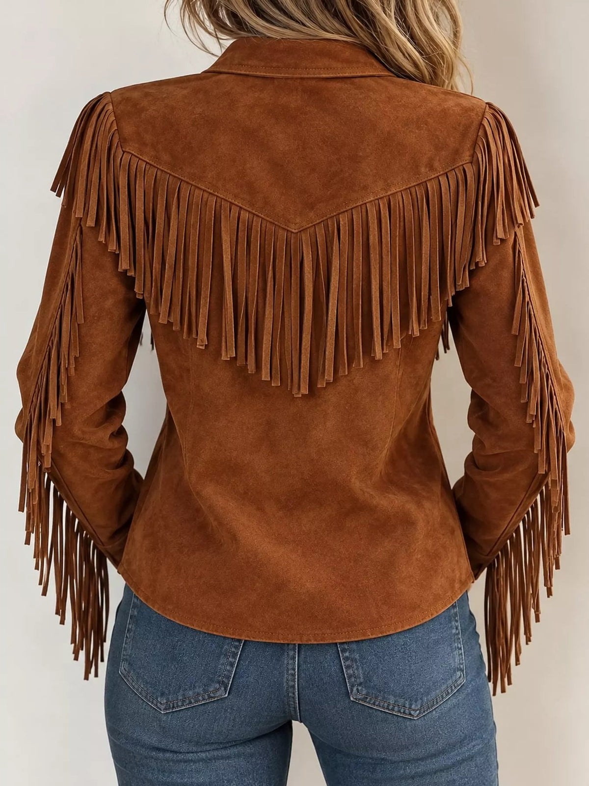 Full Size Fringed Button Up Shirt Plus Size - Bitsy Gypsy Boutique