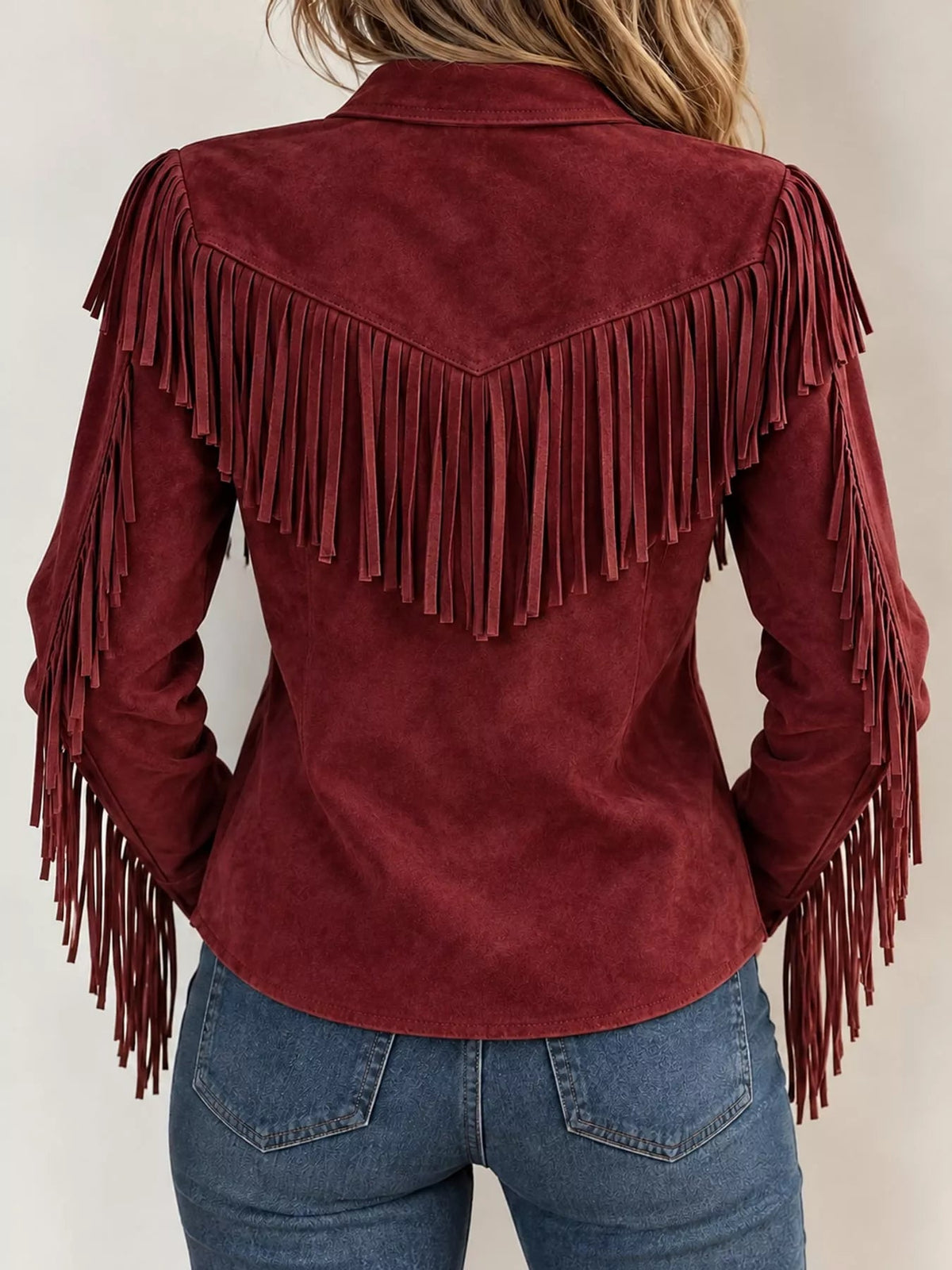 Full Size Fringed Button Up Shirt Plus Size - Bitsy Gypsy Boutique