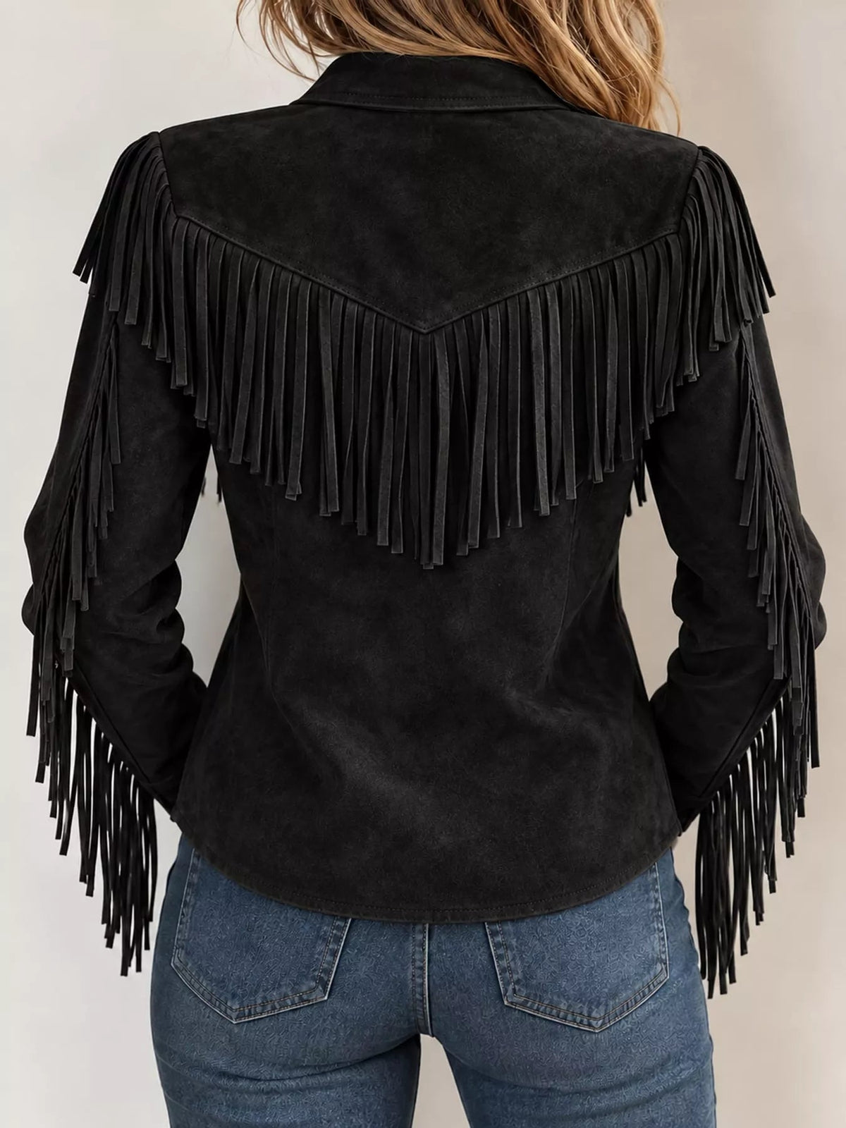Full Size Fringed Button Up Shirt Plus Size - Bitsy Gypsy Boutique