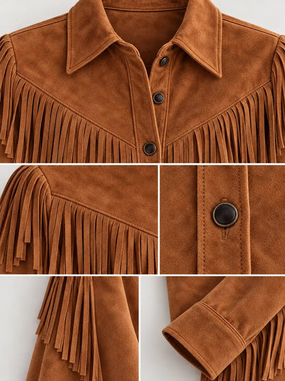 Full Size Fringed Button Up Shirt Plus Size - Bitsy Gypsy Boutique