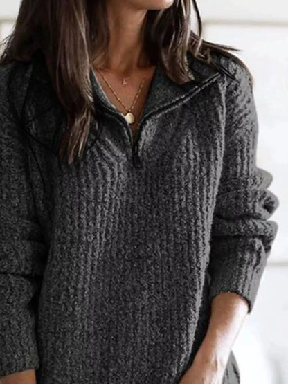 Fall Dreams Half-Zip Textured Sweater by Trendsi
