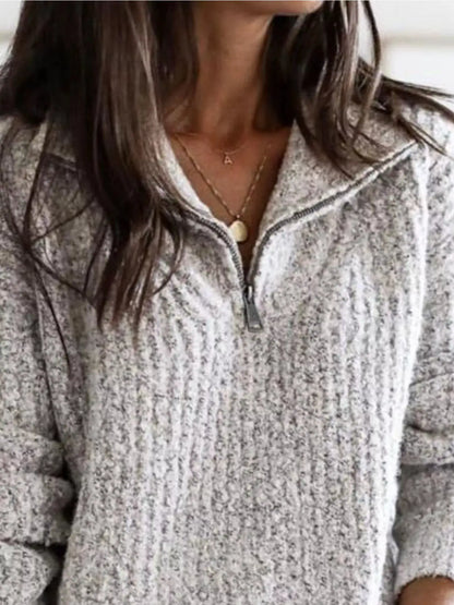 Fall Dreams Half-Zip Textured Sweater by Trendsi