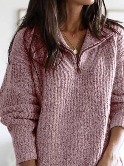 Fall Dreams Half-Zip Textured Sweater by Trendsi