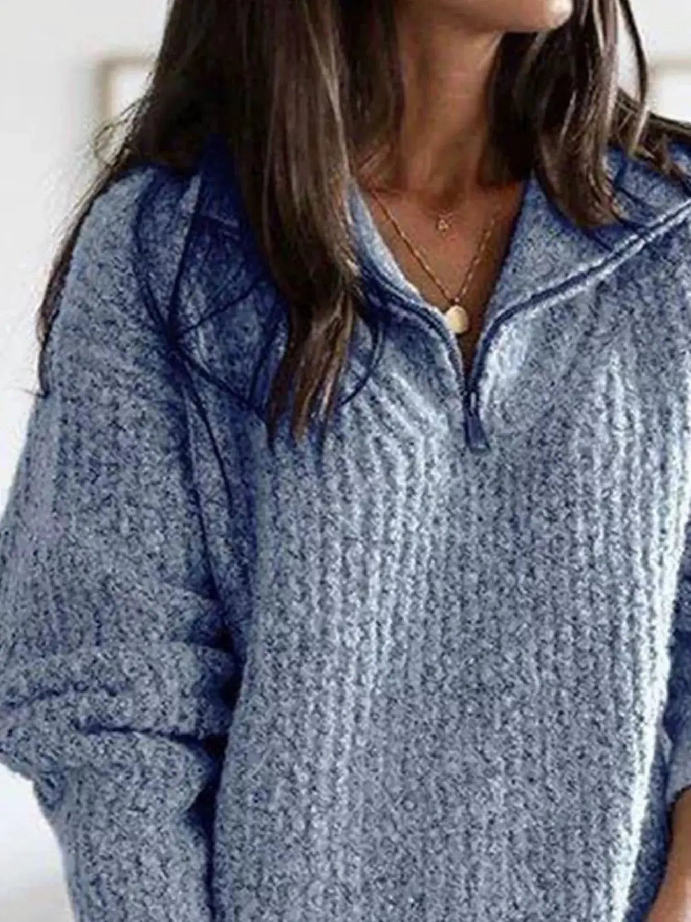 Fall Dreams Half-Zip Textured Sweater by Trendsi