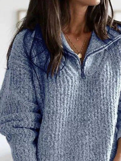 Fall Dreams Half-Zip Textured Sweater by Trendsi