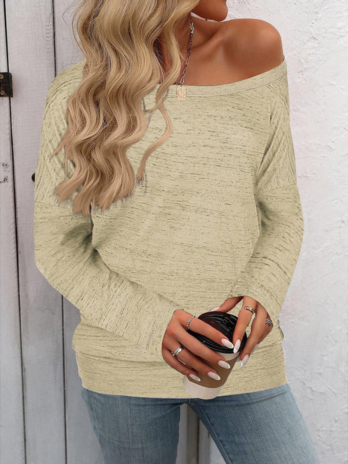 Full Size Heathered Long Sleeve Top - Bitsy Gypsy Boutique