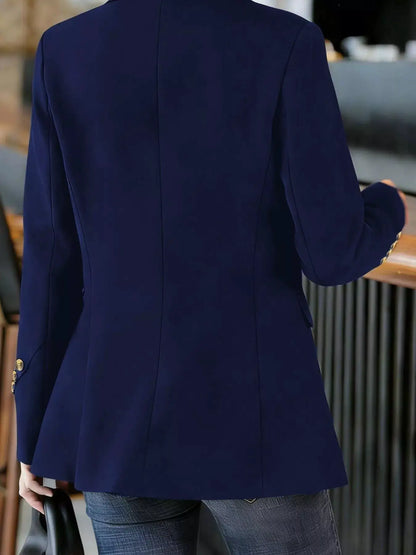 Full Size One Button Lapel Collar Blazer Plus Size by Trendsi