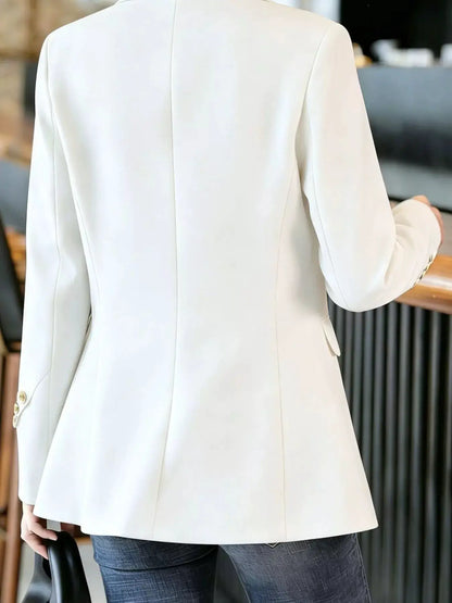 Full Size One Button Lapel Collar Blazer Plus Size by Trendsi