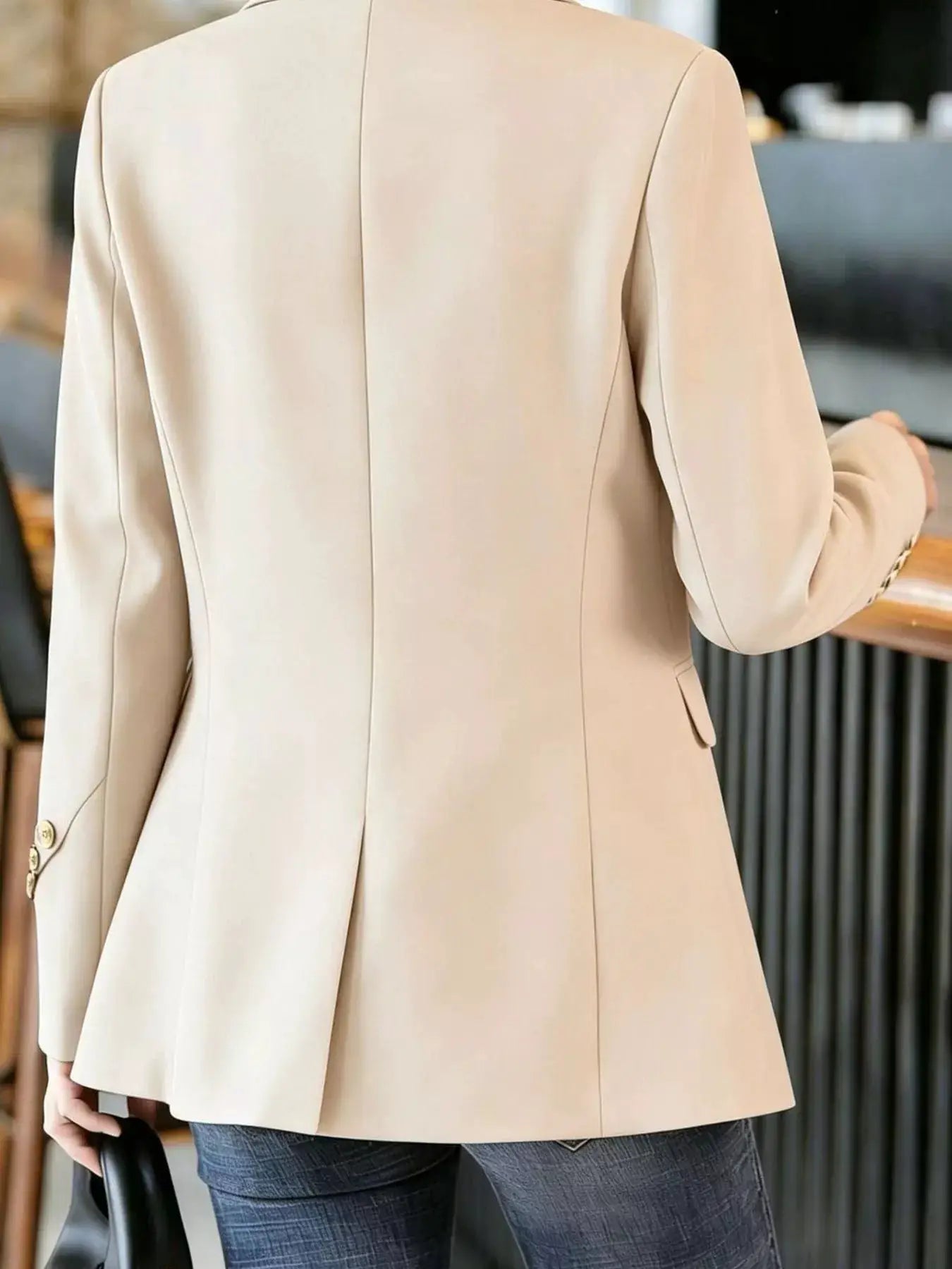 Full Size One Button Lapel Collar Blazer Plus Size by Trendsi