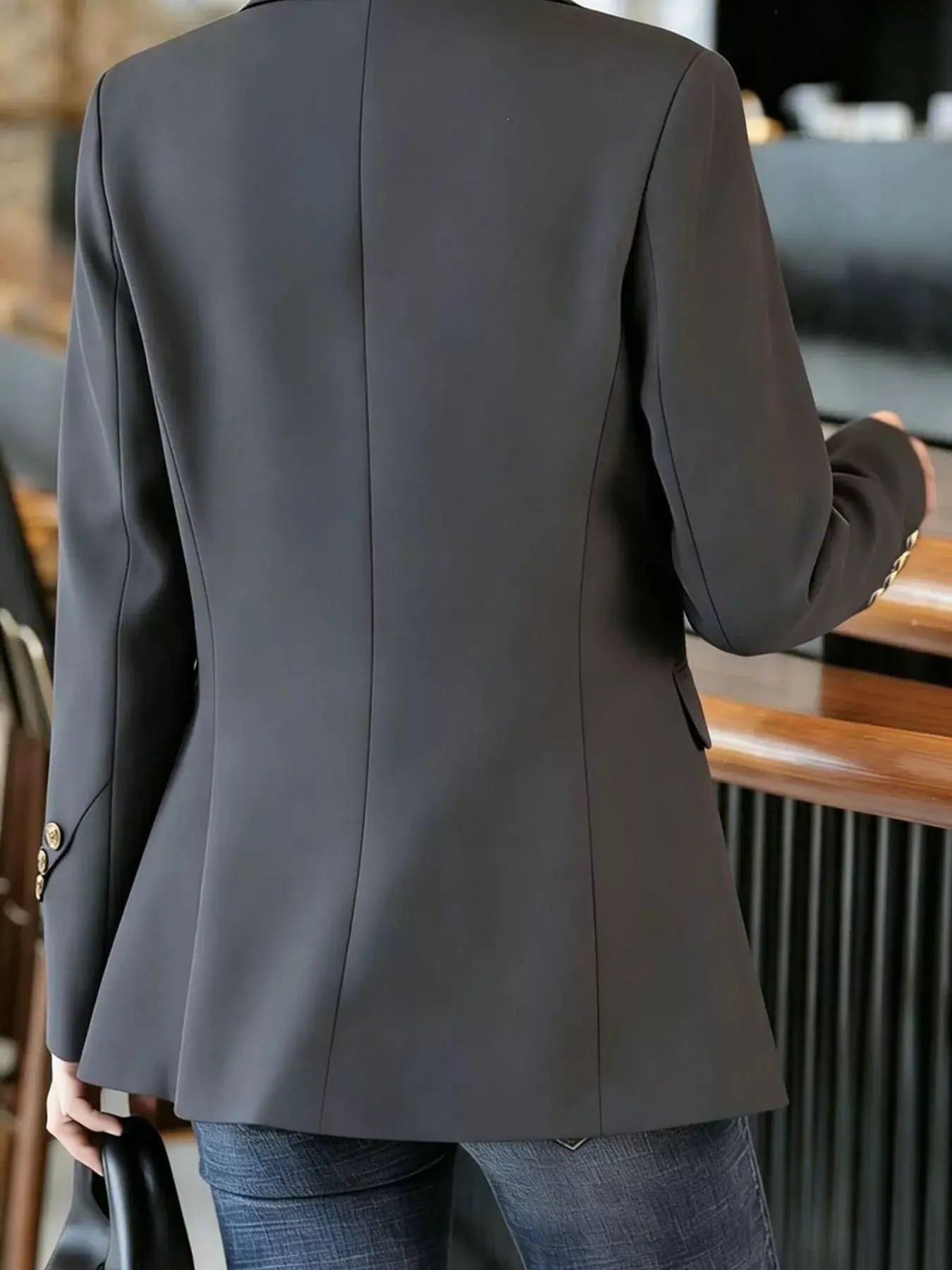 Full Size One Button Lapel Collar Blazer Plus Size by Trendsi