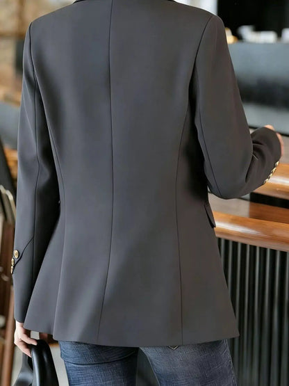 Full Size One Button Lapel Collar Blazer Plus Size by Trendsi
