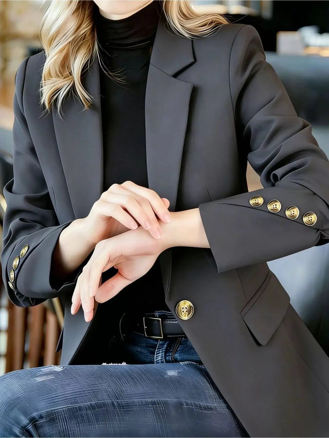 Full Size One Button Lapel Collar Blazer Plus Size by Trendsi