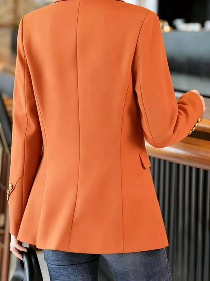 Full Size One Button Lapel Collar Blazer Plus Size by Trendsi