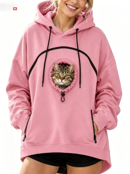 Full Size Pet Carrier Kangaroo Pouch Hoodie Plus Size - Bitsy Gypsy Boutique