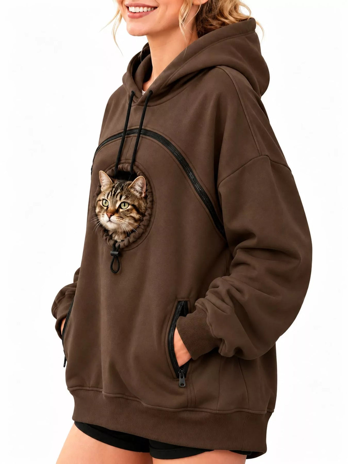 Full Size Pet Carrier Kangaroo Pouch Hoodie Plus Size - Bitsy Gypsy Boutique