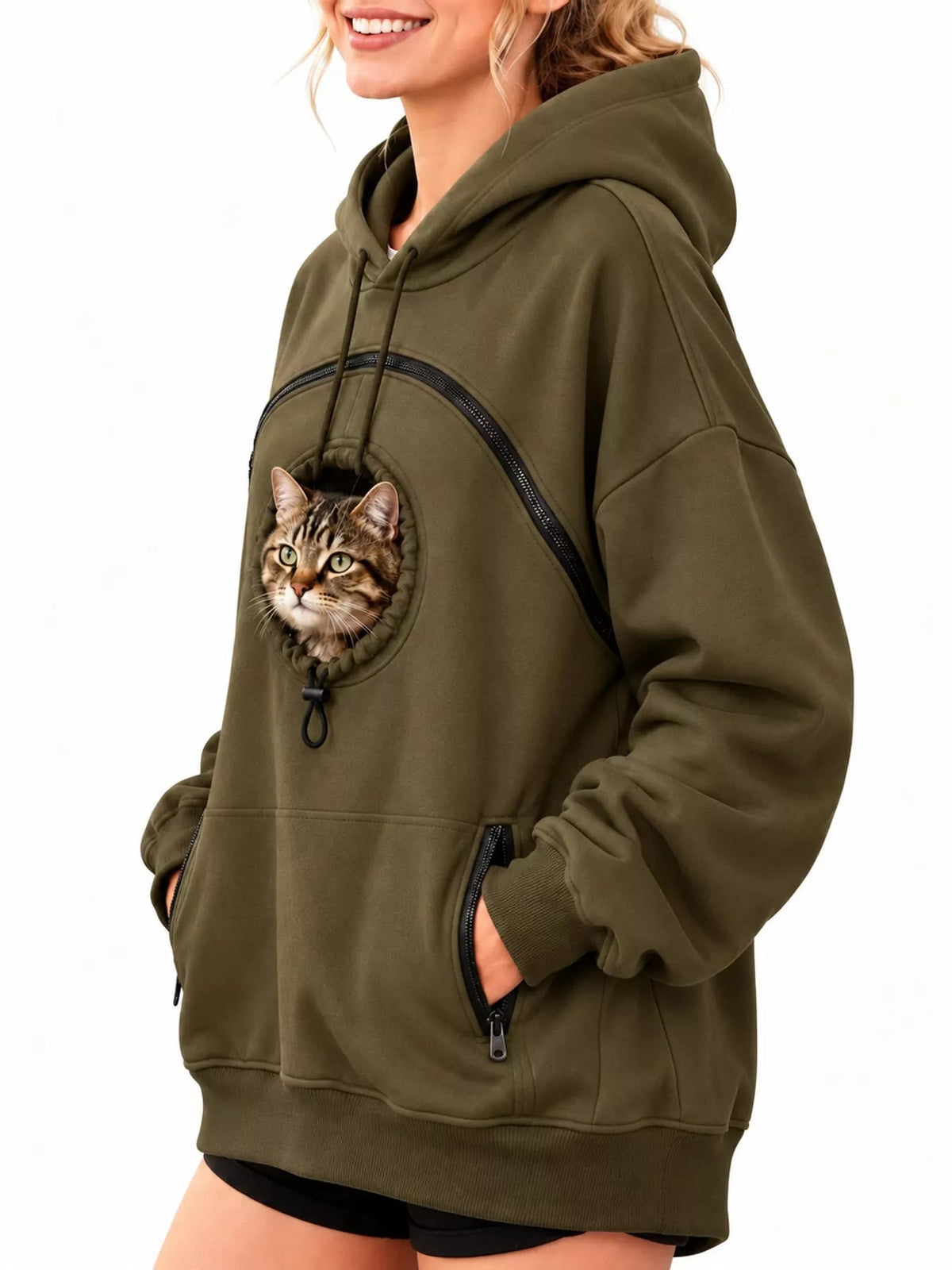 Full Size Pet Carrier Kangaroo Pouch Hoodie Plus Size - Bitsy Gypsy Boutique